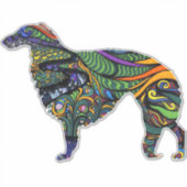 Levendige Borzoi Die Cut Vinyl Sticker (Voorkant)