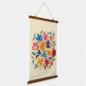 Levendige Botanische Bloei: Bloemige Behang Hangend Wandkleed (Gebogen)
