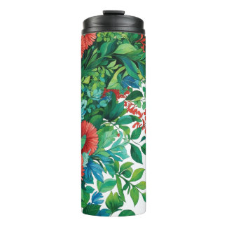 Levendige Botanische Bloem Illustratie - Weelderig Thermosbeker