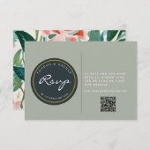 Levendige Botanische Bloemen Bruiloft QR Code RSVP Kaartje (Voorkant / Achterkant)