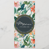 Levendige Botanische Bloemen Gepersonaliseerde Bru Menu (Voorkant)