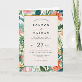 Levendige Botanische Bloom Bloemen Bruiloft Uitnod