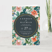 Levendige Botanische Bloom Bloemen Bruiloft Uitnod (Voorkant)