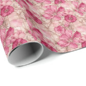 Levendige botanische kunst zomer bloemblad patroon cadeaupapier (Rol Hoek)