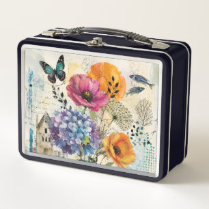 Levendige Botanische Mixed Media Collage Kunst