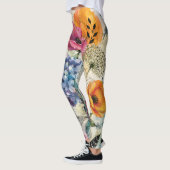 Levendige Botanische Mixed Media Collage Kunst Leggings (Links)