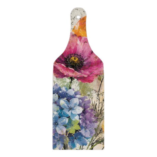 Levendige Botanische Mixed Media Collage Kunst Snijplank (Voorkant)