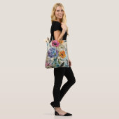 Levendige Botanische Mixed Media Collage Kunst Tote Bag (Op model)