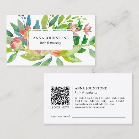 Levendige botanische QR-code | benoeming Visitekaartje (Voorkant / Achterkant)