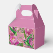 Levendige botanische roze en groene bedankdoosjes (Achterkant)