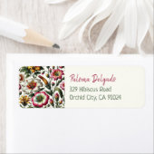 Levendige Botanische Tropische Bloemen Retouradres Etiket (Insitu)