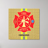 Levendige brandweerman Maltese Cross Art Canvas Afdruk (Voorkant)