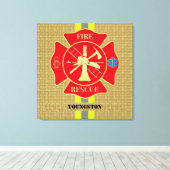 Levendige brandweerman Maltese Cross Art Canvas Afdruk (Insitu (Houten vloer))