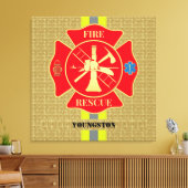 Levendige brandweerman Maltese Cross Art Canvas Afdruk (Insitu (Woonkamer))