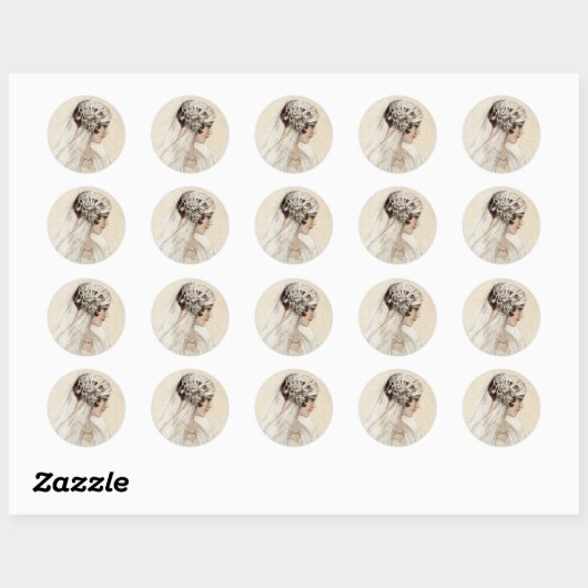Levendige  bride ronde sticker (Vel)