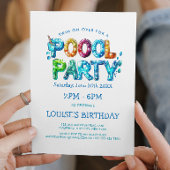 Levendige brieven Pool Party uitnodiging