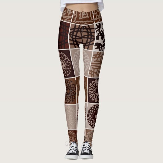 Levendige bruine kleur "Ratti_Creative_Arts" Leggi Leggings (Voorkant)
