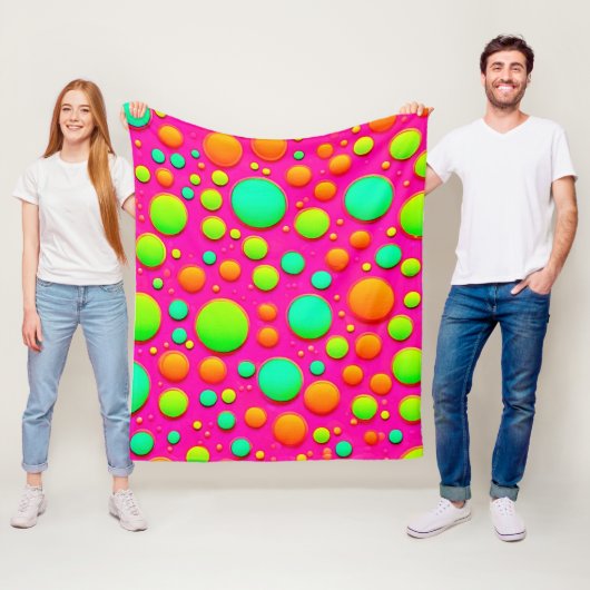 Levendige Bubble Pop van Kleurontwerp Fleece Deken (In situ)