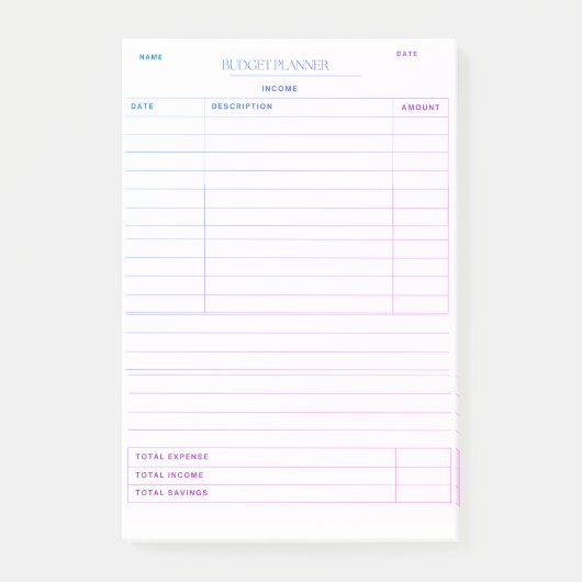Levendige budgettrackingnotitieblok post-it® notes (Voorkant)