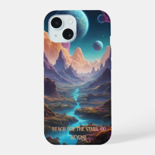 Levendige buitenaardse werelden met neon luchten  iPhone 15 case