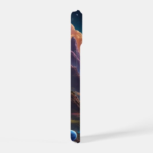 Levendige buitenaardse werelden met neonhemel iPhone 15 case (Rechterkant)