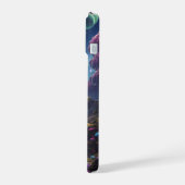 Levendige buitenaardse werelden met neonhemel iPhone 15 case (Linkerkant)