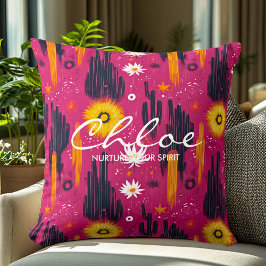 Levendige Cactus en Sunburst Wellness gepersonalis Kussen