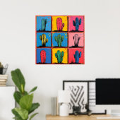 Levendige Cactus Pop Art Print voor een Speelse Aa (Thuiskantoor)