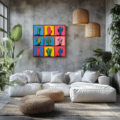 Levendige Cactus Pop Art Print voor een Speelse Aa