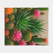 Levendige Cactus Succulent Bloei Woestijn Fleece Deken (Voorkant (Horizontaal))