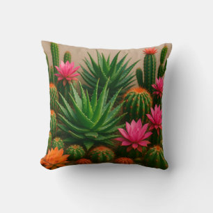 Levendige Cactus Succulent Bloei Woestijn Kussen