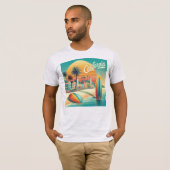 Levendige California Beach Town T-shirt (Voorkant volledig)
