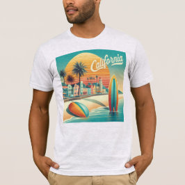 Levendige California Beach Town T-shirt