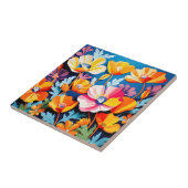 Levendige Californische papaver bloemen Tegeltje (Zijkant)