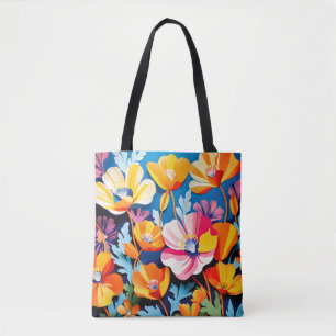 Levendige Californische papaver bloemen Tote Bag