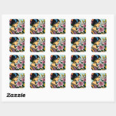 Levendige Calla Lillies Floral Mexicaanse Pop Art Vierkante Sticker (Vel)