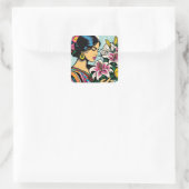 Levendige Calla Lillies Floral Mexicaanse Pop Art Vierkante Sticker (Tas)