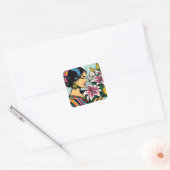 Levendige Calla Lillies Floral Mexicaanse Pop Art Vierkante Sticker (Envelop)