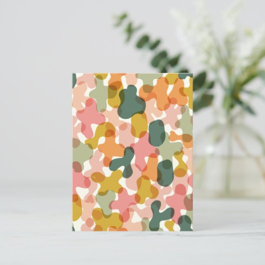 Levendige Camo Blobs kussen Briefkaart (Staand voorkant)