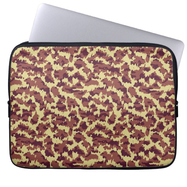 Levendige Camo Doodle Retro Zwart en Rood Naadloos Laptop Sleeve (Voorkant)