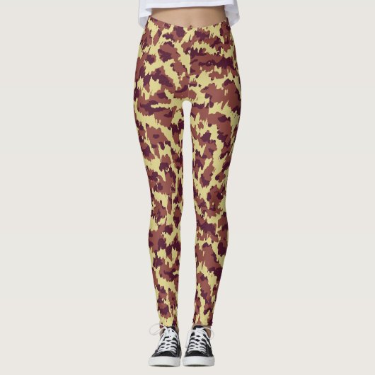 Levendige Camo Doodle Retro Zwart en Rood Naadloos Leggings (Voorkant)