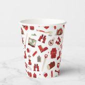 Levendige camping iconen in feestelijke avontuur t papieren bekers (Achterkant)