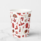 Levendige camping iconen in feestelijke avontuur t papieren bekers (Rechts)