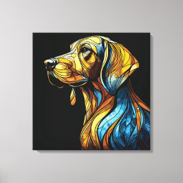 Levendige Canine Reverie - Glazen in lood kunstwer Canvas Afdruk