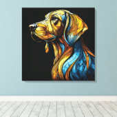 Levendige Canine Reverie - Glazen in lood kunstwer Canvas Afdruk (Insitu (Houten vloer))