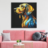 Levendige Canine Reverie - Glazen in lood kunstwer Canvas Afdruk (Insitu (Woonkamer))