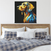 Levendige Canine Reverie - Glazen in lood kunstwer Canvas Afdruk (Insitu (Slaapkamer))
