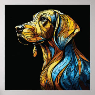 Levendige Canine Reverie - Glazen in lood kunstwer Poster