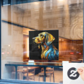 Levendige Canine Reverie - Glazen in lood kunstwer Raamsticker (Cafe Raam)
