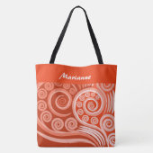 Levendige Carmine Red Curls koru Jouw naam Tote Bag (Achterkant)